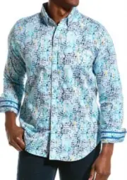 Robert Graham Belmont Blue Longsleeve Button Contrast Shirt Sz Small NWT