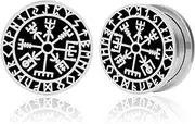 [Atomhole] Ear Gauges Tunnels Norse Viking Rune Ear Tunnels Plugs 316 Stainless Steel Plugs 0G 00G Hypoallergenic Earrings Expander Stretcher Piercing Body Jewelry 2pcs