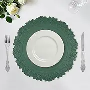 Noctiflorous Round Faux Leather 15 Inch Placemats Set of 4 Waterproof Wipeable Heat Resistant Tablemat for Dining Table Kitchen Non Slip Oilproof Table Place Mat for Indoor Outdoor(Green, 4)