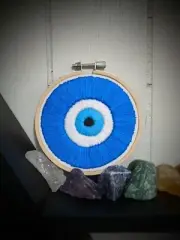 Evil Eye Hand Embroidered Art Decor Witchy Protection Embroidery Hoop Nazar