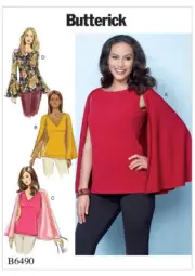 Butterick Sewing Pattern B6490 Misses Top Knit Sleeve Variations Sizes 6-14 UC