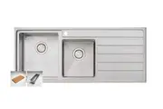 Oliveri 1 & 3/4 Double Left Hand Bowl Inset/Undermount Sink With Drainer AP1411