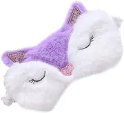 HAPINARY 1pc Lightproof Plush Eye Mask with Fox Pattern Travel Eye Patch for Home Office Yoga for Friends Family