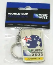 33650 RUGBY WORLD CUP 2011 AUSTRALIA SILVER JERSEY FLAG KEYRING KEY RING