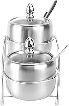 Luxshiny 1 Set Spice Jar Storage Box Condiment Racks Condiment Seasoning Storage Container Seasoning Rack Bottle Organizer with Lid Salt and Pepper Tins Stainless Steel Silver