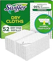 Swiffer Sweeper Dry Mop Refills for Floor Mopping and Cleaning, All Purpose Floor Cleaning Product, Unscented, 52 Count