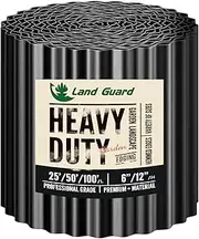 Land Guard Corrugated Garden Edging Border, 12" x 50' Landscape Paver Edging, Tall Landscape Edging, Fence for Garden, Flower Bed, Lawn and Landscape Edging (Glossy Black)