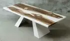Live edge Custom White Epoxy Resin Wooden River Style Bar top coffee table desk