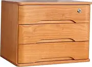 HSTBLEOO Multi-Layer Drawer Storage Box, Solid Wood Flat File Cabinet with Lockable, A4 Treatment Storage Cabinet for Home Desktop Office(Color:A,Size:3 Drawer)