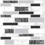 GRIPRO Peel and Stick Wall Tile 12"x12" 3D Adhesive Backsplash Tile for Kitchen & Bathroom 3D Wall Panels (10 Sheets, Black)