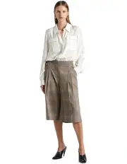 [Cue] European Linen Wool Check Shorts in Brown
