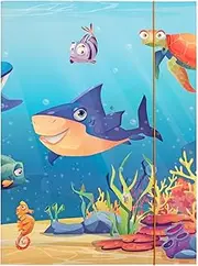 Idena 11193 11193 Portfolio Folder, Sea Creature Motif, Document Folder Made of Robust Cardboard, Postal Folder with Inner Flaps and Elastic Closure, DIN A3
