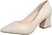 [TangDao] Black/Beige High Heels Closed Pointed Thick Heel Pump for Women's Office Shoes
