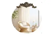 Baroque Antique Round Wall Mirror, Ornate Decor, 90 x 94.5cm