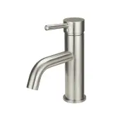 Round Basin Mixer Curved Spout - Single Lever - PVD Brushed Nickel