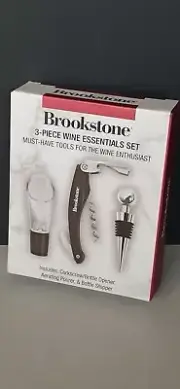 Brookstone 3 - Piece Wine Essentials Set Corkscrew Aerating Pourer Bottle...