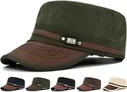 [Initlove] Military Hat Cadet Army Cap Flat Top Hats for Men Women