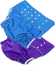 Ipetboom 2pcs Adult Cloth Diapers Pads For Reusable Overnight Diapers with Nappies Diapers Covers Washable Sanitary Pant Brushed Lining Blue