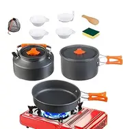 Aluminum Cookware Set - Camping Backpacking Portable Cookware Set, Aluminum Camping Cooking | Food Grade Material Outdoor Cooking Tool for Camping, Hiking, Backpacking, Picnic, Travel