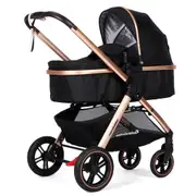 PactoCity Black & Gold Aluminium Alloy 2in1 Baby Pram Baby Stroller Jogger Push chair