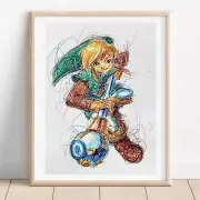 Link Oracle of Seasons Ballpoint Pen Print, Legend of Zelda Art
