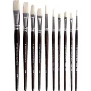 10pcs/set Art Wooden Handle Paint Brush Set Painter Artist Painting Acrylic Oil For Canvas Professional Flat Head Mixed Sable
