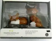 Threshold Ceramic Fox Salt and Pepper Shakers Brown & White Earthenware New