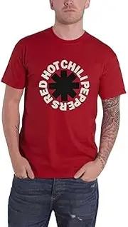 [Rock Off officially licensed products] Red Hot Chili Peppers T Shirt Classic Asterisk Band Logo Official Unisex Red