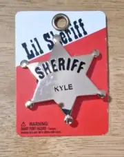 Vintage Brass Lil' Sheriff Star Badge Pin Engraved "KYLE" by Swibco C1-718-14832