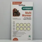 Aristopet Multi Wormer 8 Pack Worming Tablets For Dogs Cats Puppies & Kittens