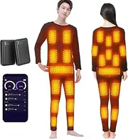 [IMYOGI] Cozy Smart Heated Thermal Underwears Suit, Men Women Electric Heating Base Layer Shirt and Pant for Skiing, Hunting