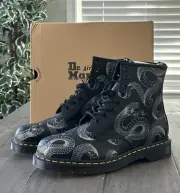 Dr. Martens 1460 Black Wild Serpent Smooth Lace Up Leather Boots US Size M10/W11