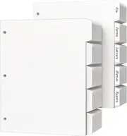 HABGP 100Pcs/20 Set 5 Tab Dividers for 3 Ring Binder, 100 Pcs White3 Ring Binder Dividers with Tabs, Page Folder Dividers, Plastic Tabbed File Dividers with Tabs, Three Ring Binder Index Dividers