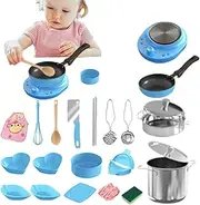 Pretend Play Kitchen Accessories - 22X Cooking Toys | Realistic Small Cooking Utensils for Child Safe Classroom Learning