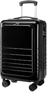 [Wnota] Trolley Suitcase Carry On Luggage Airline Approved,Lighiweight Suitcase Hard Shell Travel Luggage Suit Case Luggage Suitcase (Color : Black, Size : 20in)