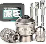 Bestwork 6pcs Tap Socket Set, 1/4", 3/8", 1/2" Tap Holder Tool for M3-M19 Taps, Drills, Reamers, Screws