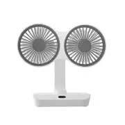 Double Head Desktop Oscillating Fan,360°Rotation USB Rechargeable 4000mAh Battery Powered Portable Automatic Rotating Ta