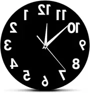 Wall Clock Wall Clocks Silent Non- 12 Inch Black and White Reverse Clock Backwards Wall Clock, Counter Clockwise Walking Wall Clock for Living Room Home Decoration, Modern Design