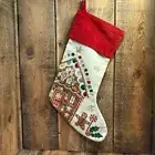 POTTERY BARN CREWEL STITCH CHRISTMAS STOCKINGS ~ GINGERBREAD HOUSE ~ NO MONO