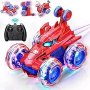 COOWIN Spider Remote Control Stunt Car, 360° Rotating 4WD Off-Road Double Sided RC Car with Cool Light for Kids Boys Girls Birthday Gift Age 3 4 5 6 7 8