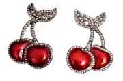 Avon Vintage Springtime Delight Cherry Pierced Earrings Bright Red & Silver NEW
