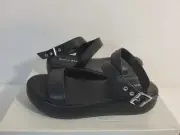 Sun&Stone Women's Simonee Ankle-Strap Platform Tapioca 7M Black Sandals