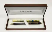Cross Townsend Titanium & 23K Gold Trim Ballpoint Pen (582) Leather Holder + Ink