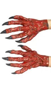 Latex Red Devil Hands Costume Gloves