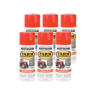 6-PACK Rust-Oleum 303472 Farm & Implement Spray Paint, 12 oz, Husqvarna Orange