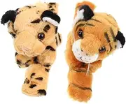 SUPVOX 2Pcs Plush Animal Slap Bands Comfortable Wristbands for Jungle Theme Parties Slap Bracelets for Birthday Favors School Events Adorable Animal Designs