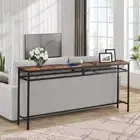 VECELO Console Tables 11.8"Wx31.5"H Corner Storage Rectangle Wood Metal Brown