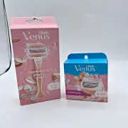 Gillette Venus 3 Blade ComfortGlide White Tea 1 Razor & 2 Cartridges +Refill