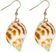 [Nvzi] c Men's and Women's Suitable Earrings, Natural Shell Earrings, Conch Flower Snail Earrings, Summer Abalone Shell Earrings, 5*1.5cm/2*0.6in, 01, No Gemstone