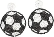 [MERRYHAPY] 1 Pair Football Earrings Dangle Drop Earrings Women Dangle Earrings Sports Themed Beaded Earrings Pendant Earrings Chic Woven Earrings Woven Earrings for Women Handmade Earrings